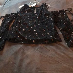 Long sleeve shoulder cut out top